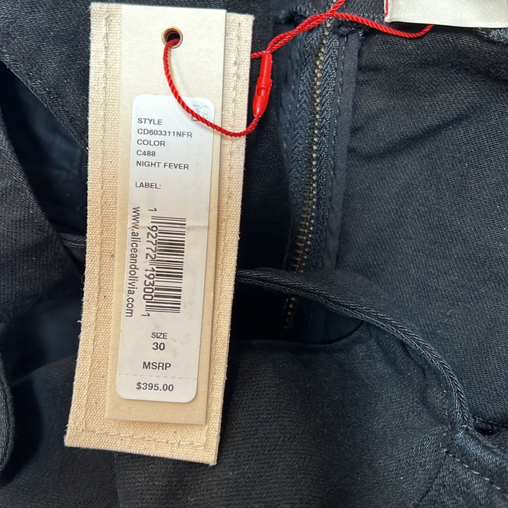 ❤️NWT ALICE+OLIVIA JEANS KINLEY TIE SHOULDER BLACK DENIM GAUCHO JUMPSUIT SIZE 30 - Picture 13 of 13